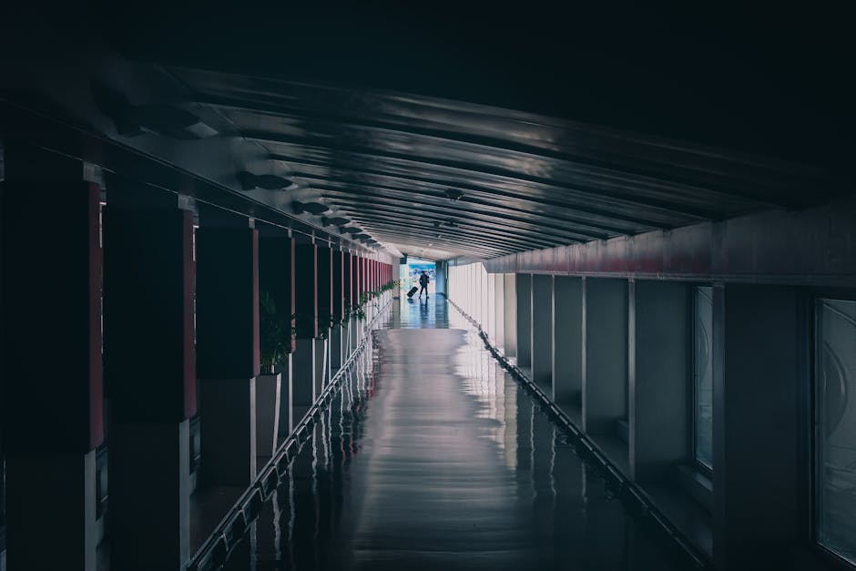 Long airport corridor at Incheon leading travelers toward arrivals and ground transport