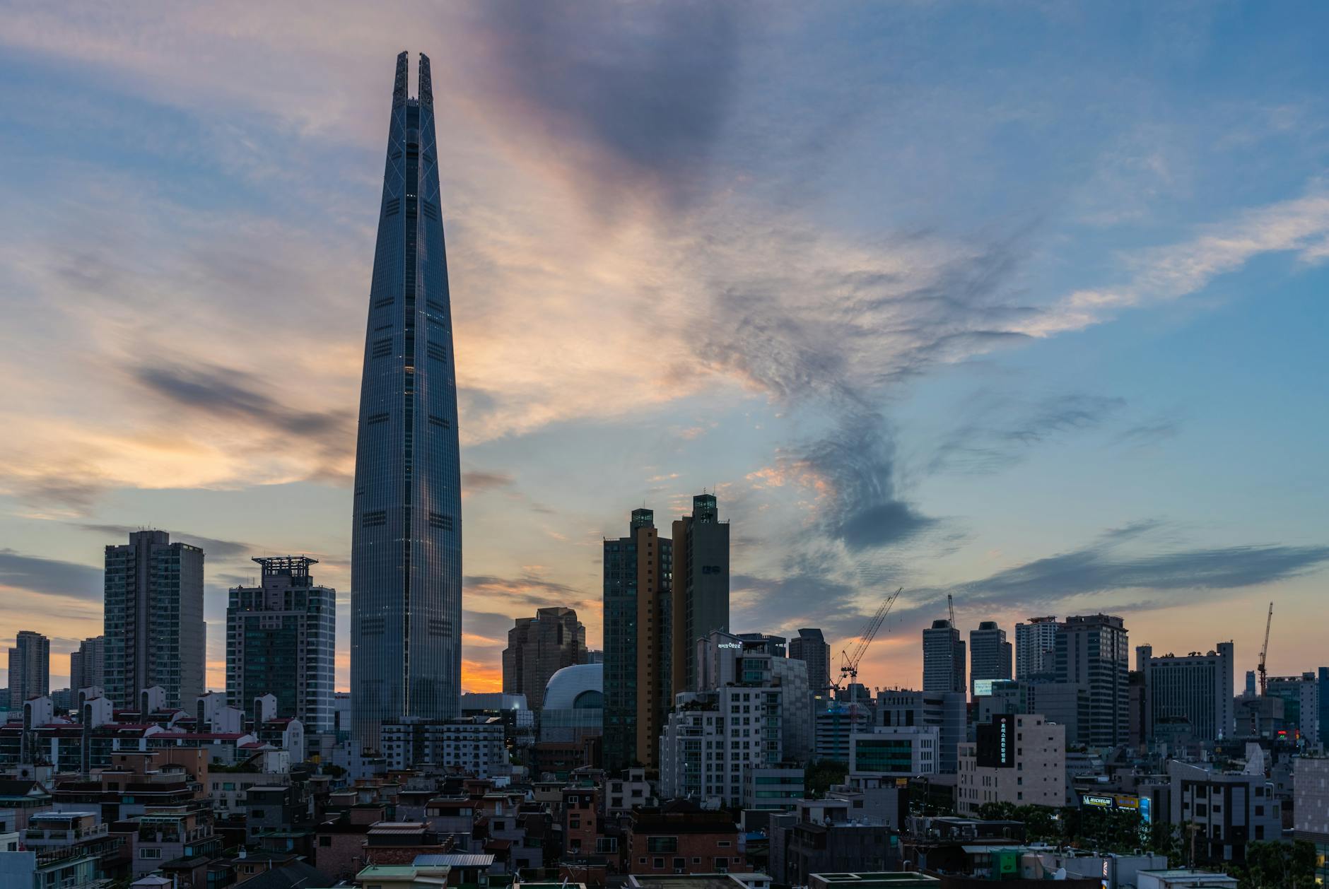 Jamsil and Lotte World Tower, family entertainment district in southeast Seoul
