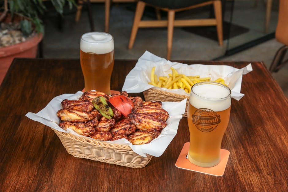 Korean fried chicken and beer chimaek combination