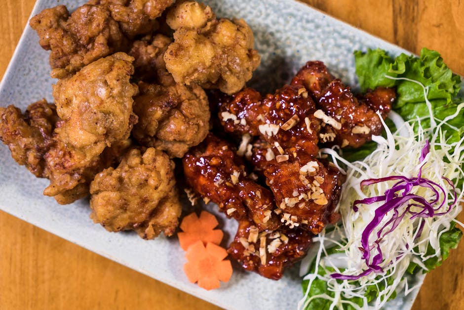Crispy Korean fried chicken with sweet and spicy yangnyeom sauce