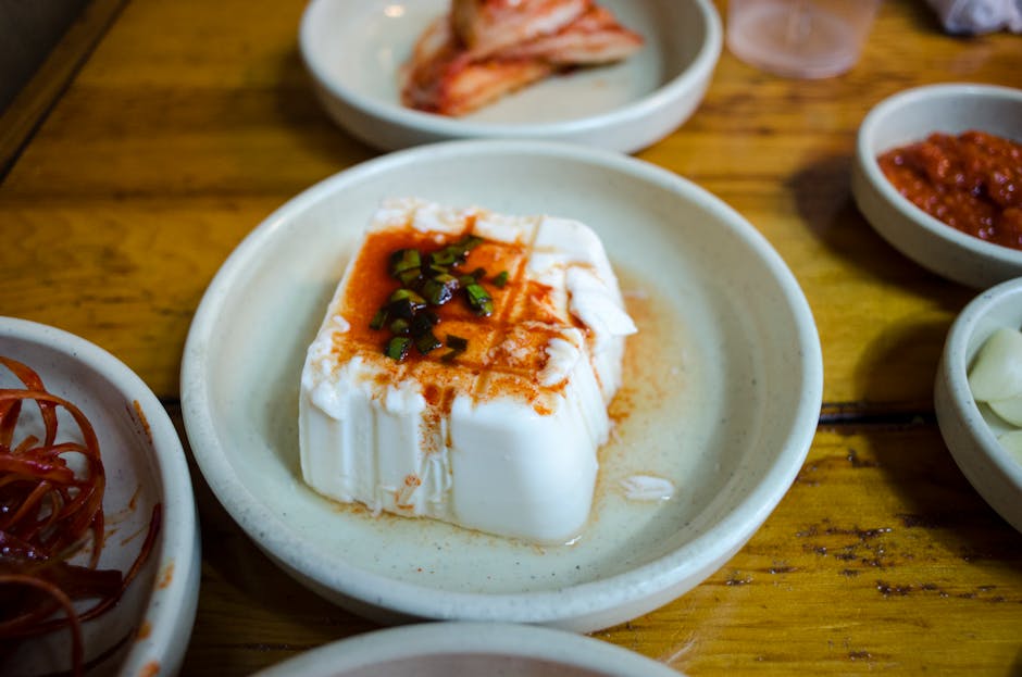Korean tofu dish with vegetables for vegetarians in Seoul