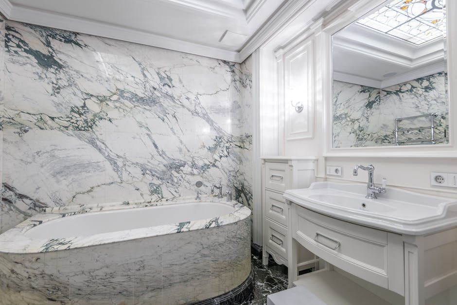 Marble bathroom in a luxury Myeongdong Seoul hotel