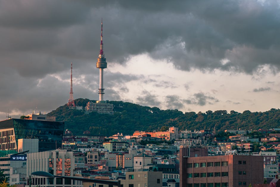 View of Namsan Tower from a Myeongdong hotel in Seoul