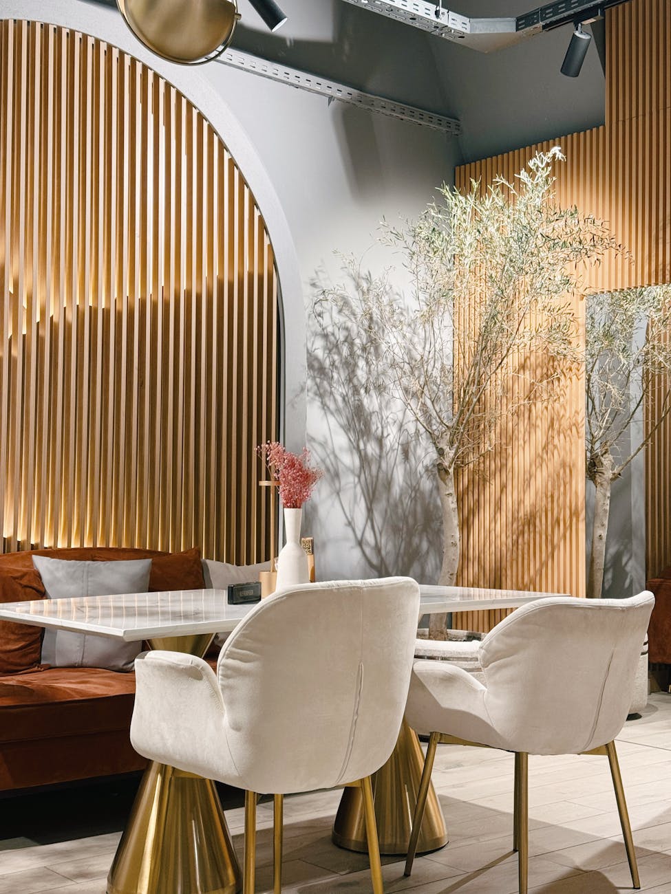 Stylish aesthetic cafe interior design typical of Seoul's trendy coffee shops