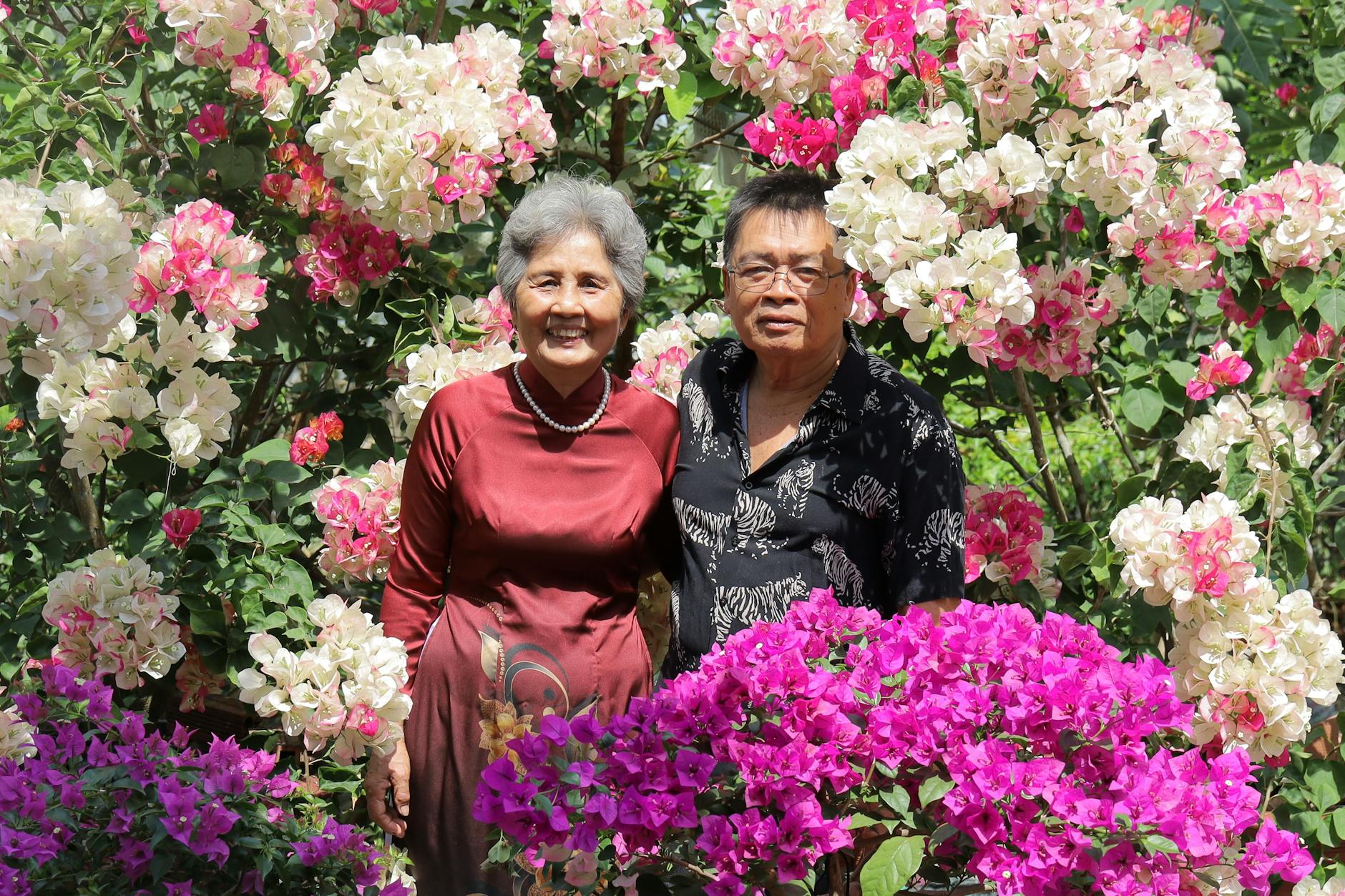 Senior travelers enjoying a peaceful Korean garden in Seoul