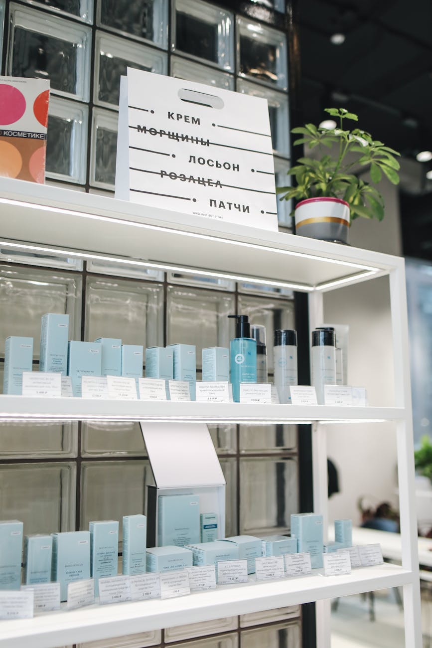 Korean beauty products displayed in a K-beauty store in Seoul