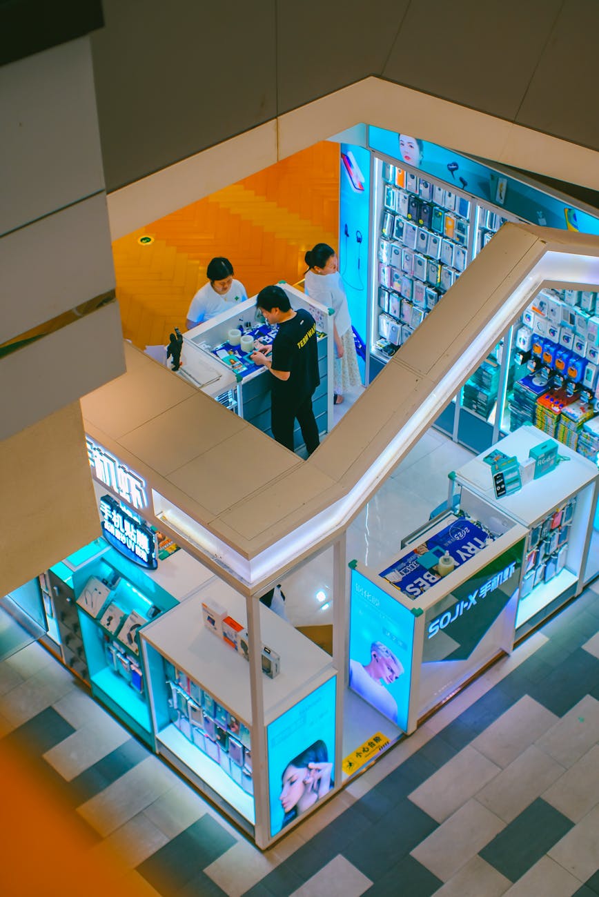 Electronics and technology products on display in a Seoul store