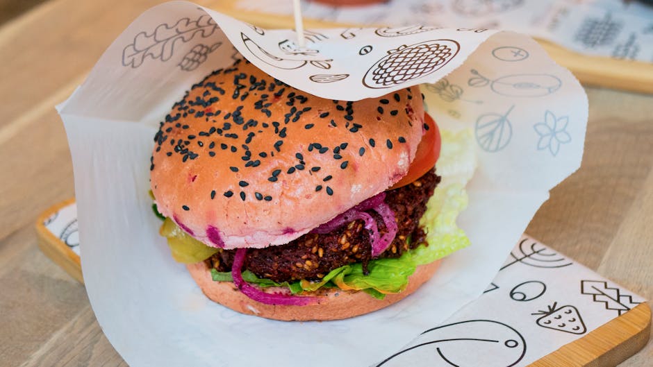 Plant-based vegan burger at a Seoul restaurant