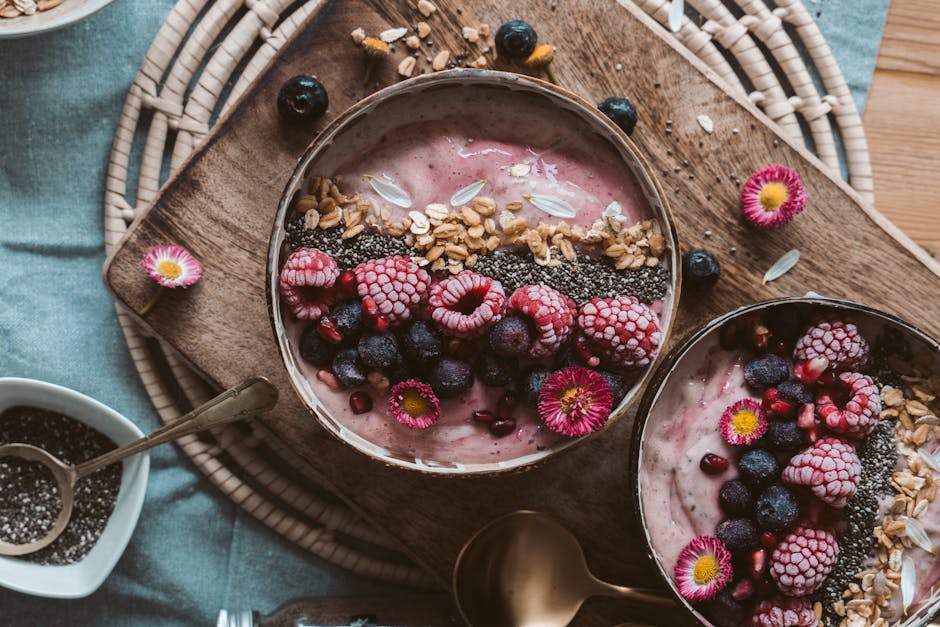 Vegan smoothie bowl breakfast at a Seoul cafe