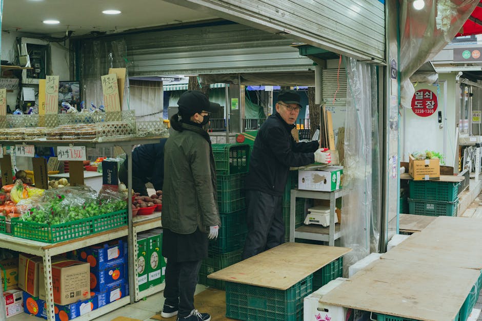 Fresh vegetables and produce at a Seoul traditional market