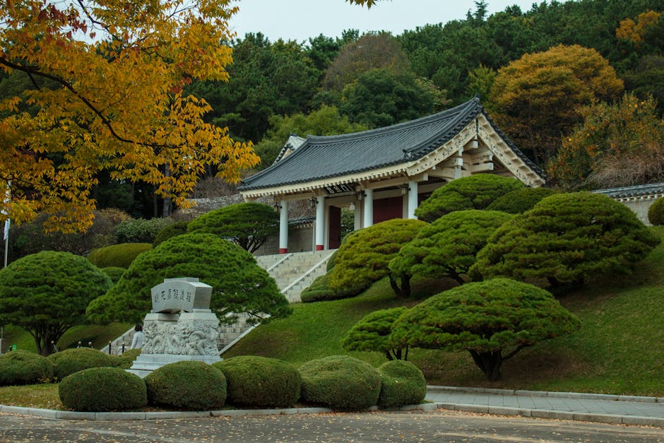 Autumn temple Korea fall foliage traditional architecture seasonal