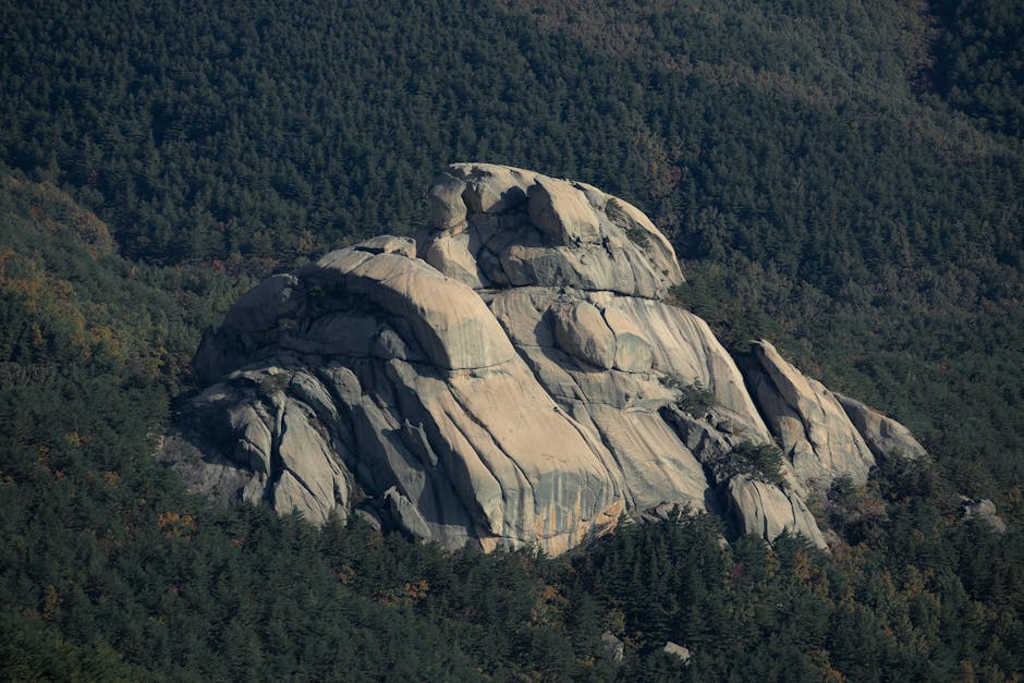 Stunning rock formation surrounded by lush forest at Bukhansan