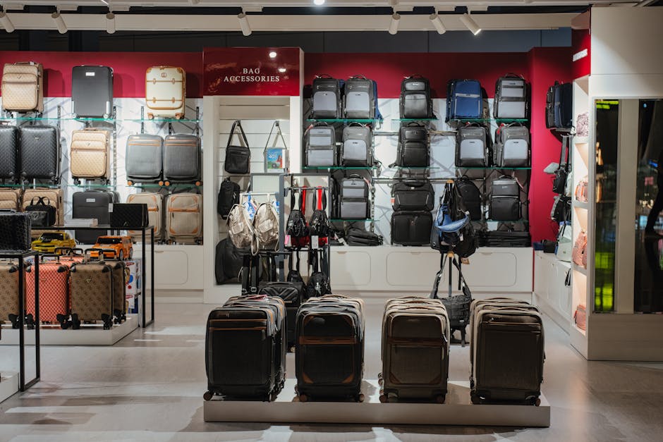 Elegant luggage display in a premium Incheon Airport duty-free shop