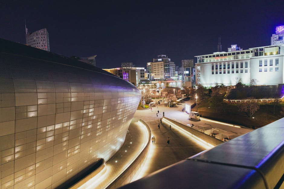 Stunning night shot of Dongdaemun Design Plaza Seoul - K-pop filming location