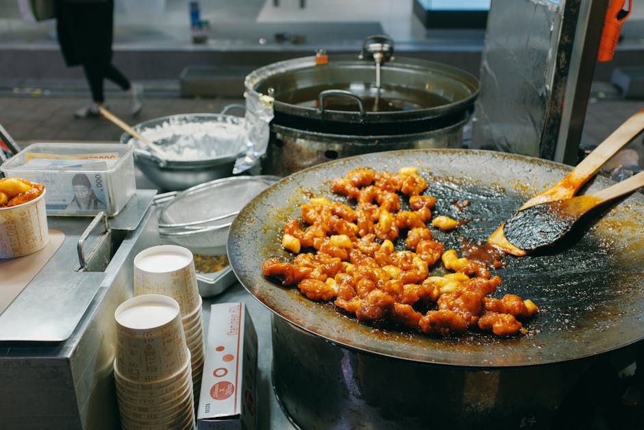 Sizzling Korean street food at a vibrant Seoul late-night market