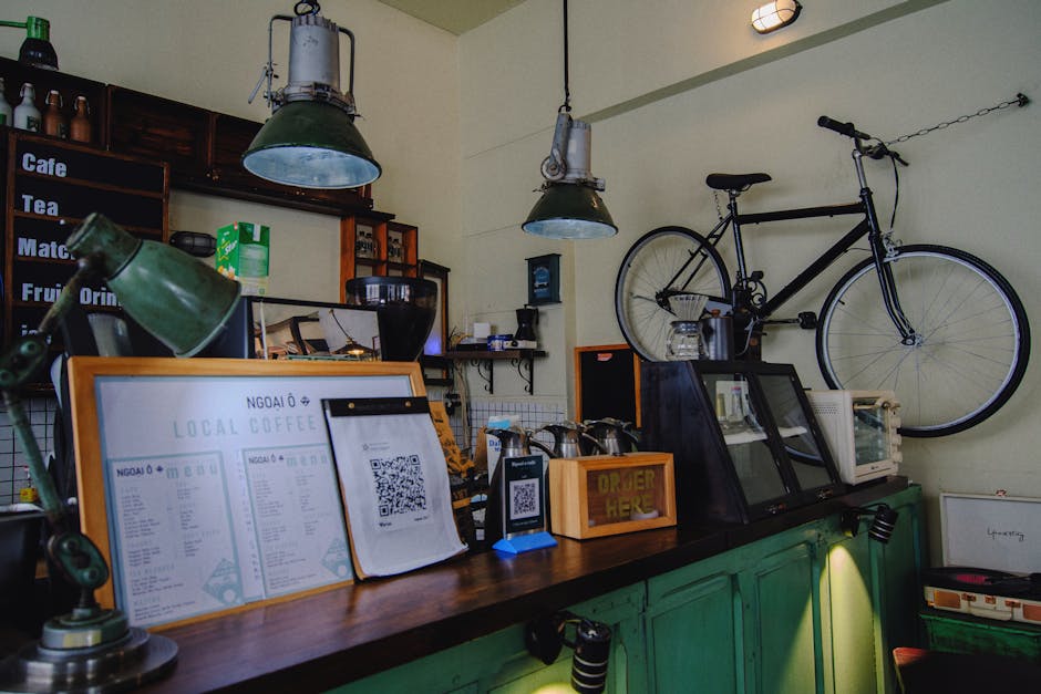 Local Seongsu-dong coffee shop with vintage decor and green accents