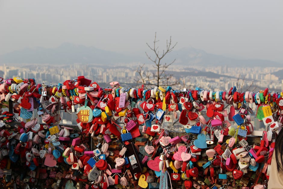 N Seoul Tower with love locks - free entry attraction with Discover Seoul Pass