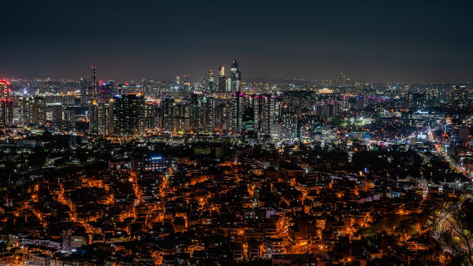 Seoul summer city night skyline lights Korea evening