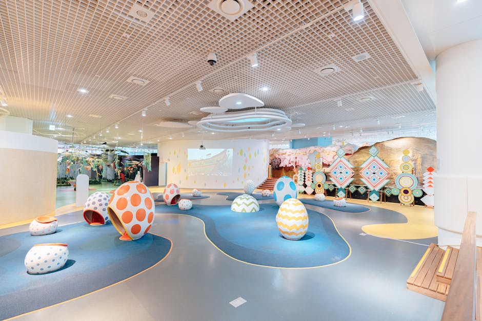 Bright and colourful indoor children's playroom with modern design