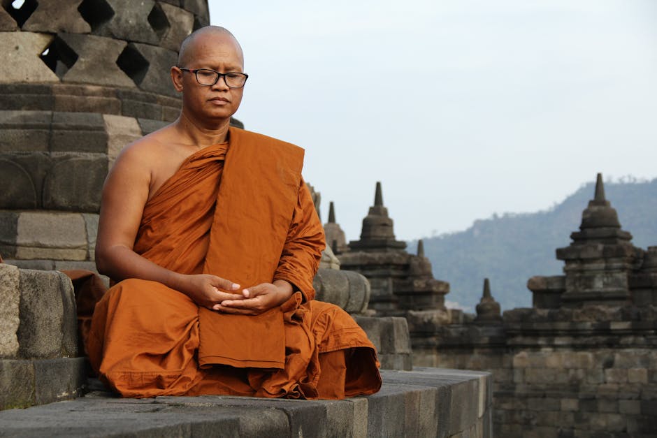 Buddhist meditation seated practice peaceful templestay Seoul Korea