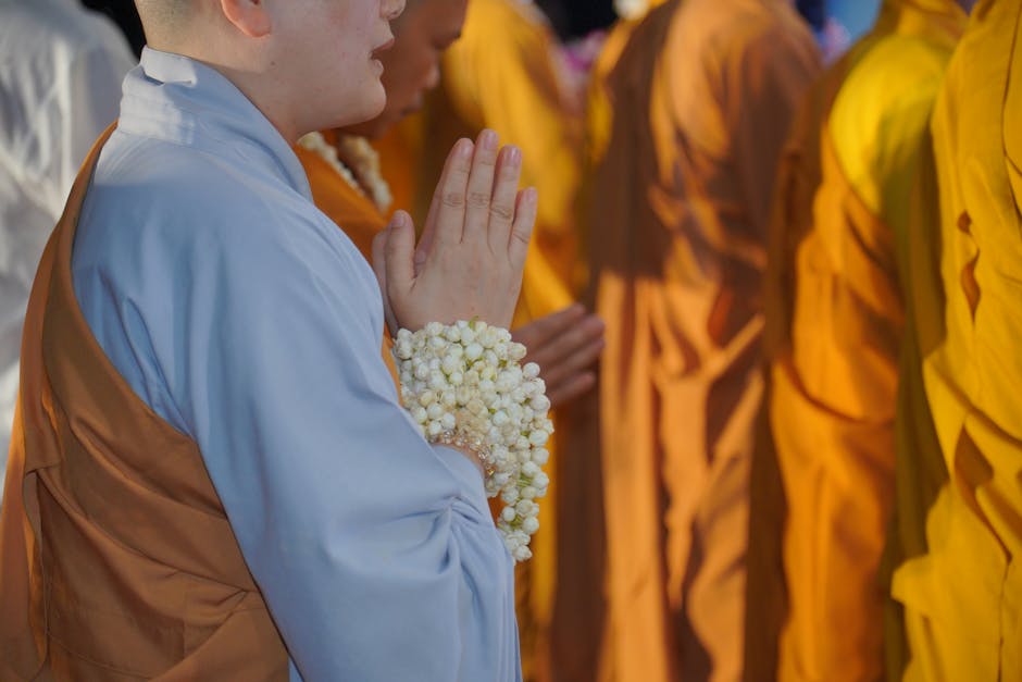 Buddhist prayer hands meditation templestay spiritual practice