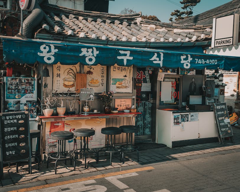 Traditional street food restaurant in Yongsan Seoul with outdoor seating
