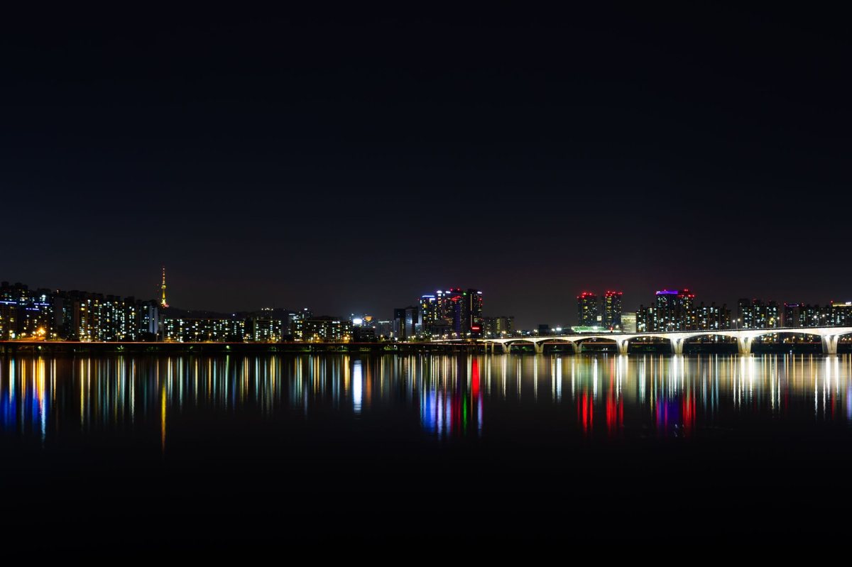 Han River and Seoul skyline at night on day three